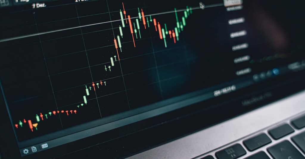 close up of a computer screen displaying cryptocurrency market trends and data